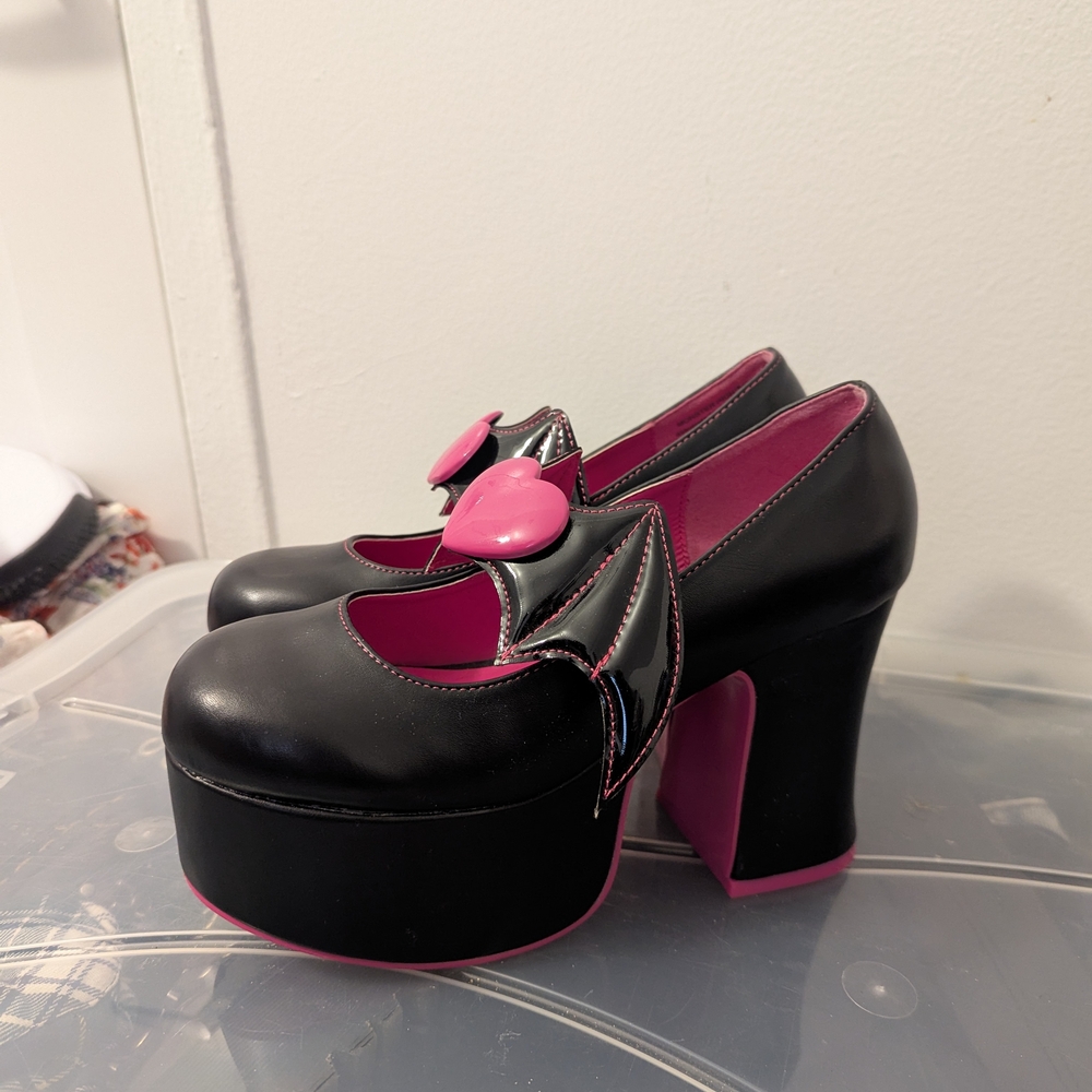 Gothic Black and Pink Platform Heels